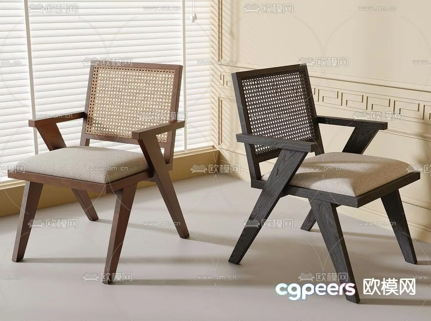 rattan chair dining chair 3d model