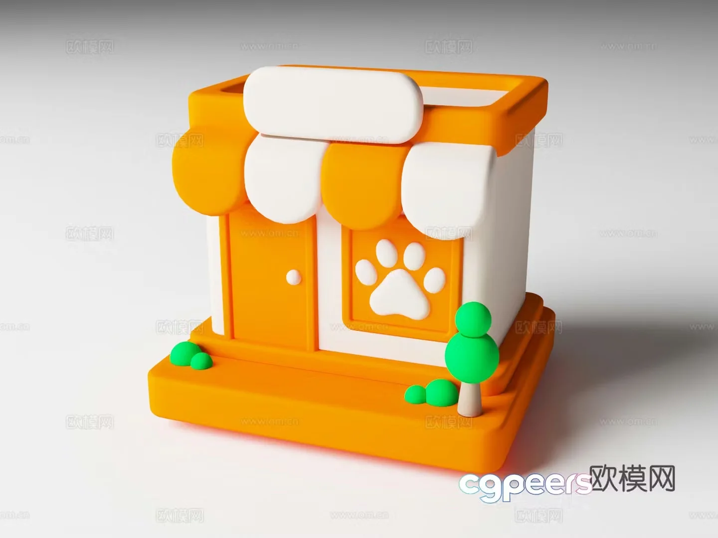 Cartoon style pet supplies pet series pet shop cage Q version pet chain dog 3d model