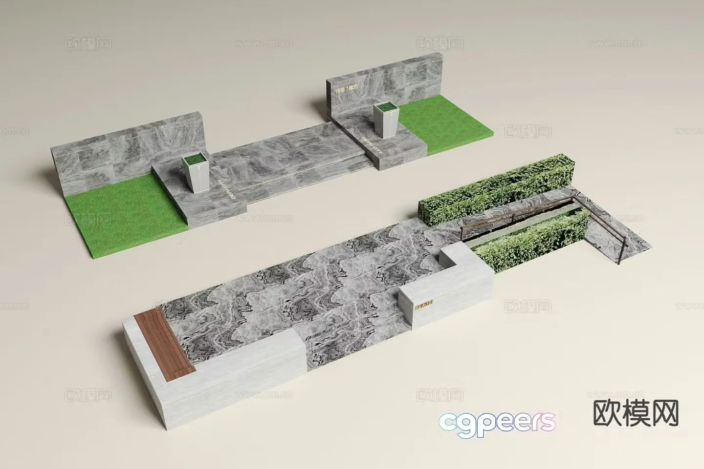 Stairs ramp landscape steps 3d model