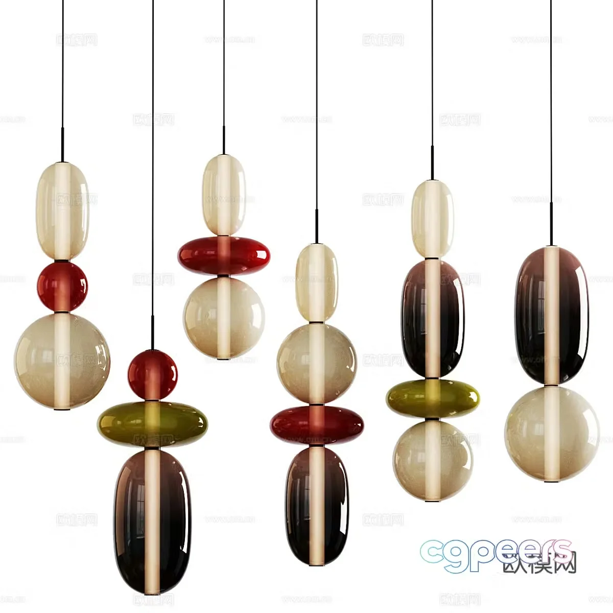 New Chinese style decorative chandelier 3D model
