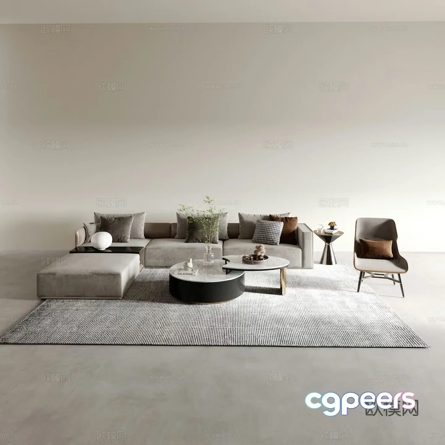 Modern sectional sofa 3d model