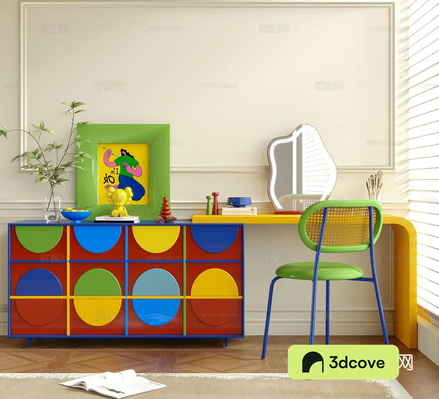 Modern Bauhaus Dressing Table Dopamine