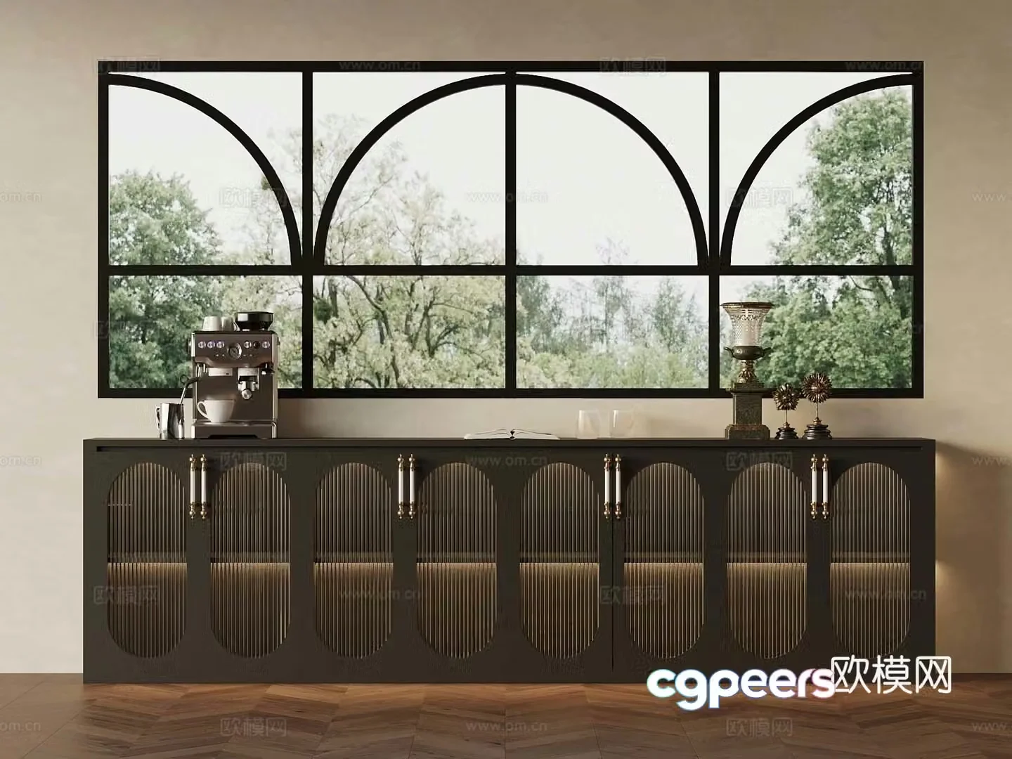 15 French retro sideboard bedside cabinet window 3d model