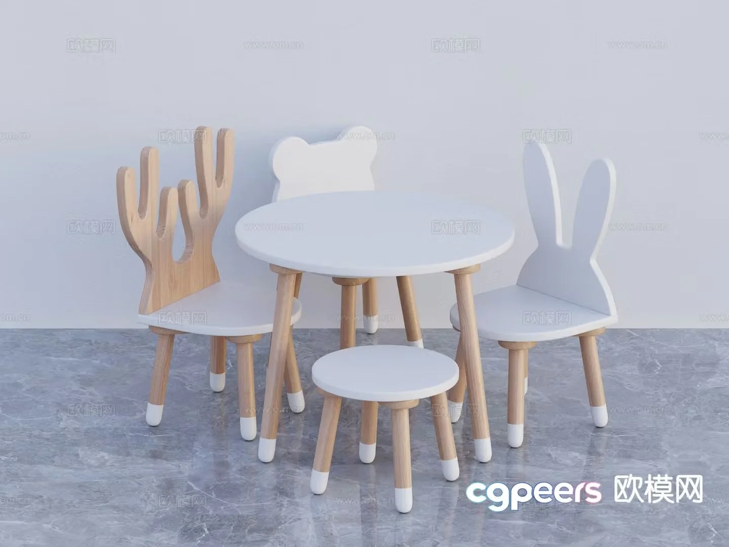Children’s tables and chairs cartoon tables and chairs 3d model