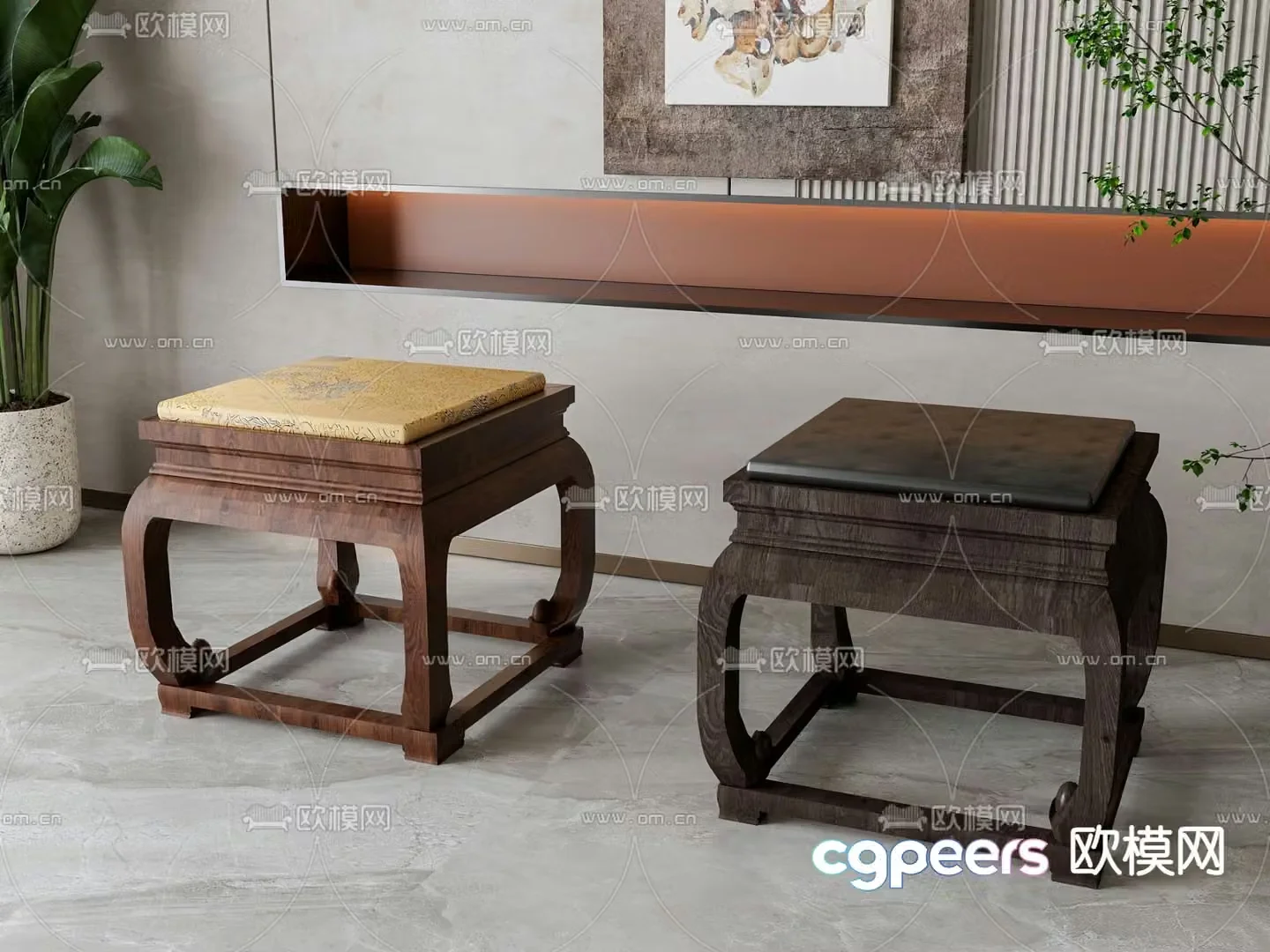 New Chinese style stool tea stool 3d model