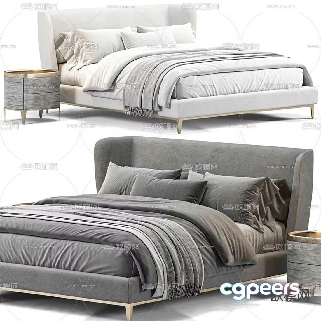 poliform modern double bed 3d model
