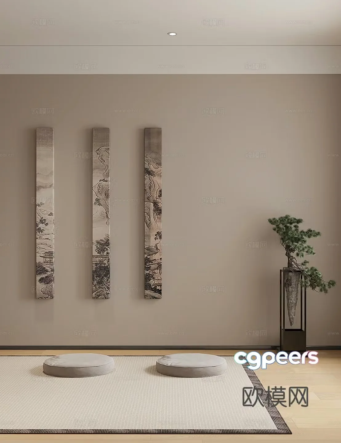 New Chinese-style meditation room 3D model