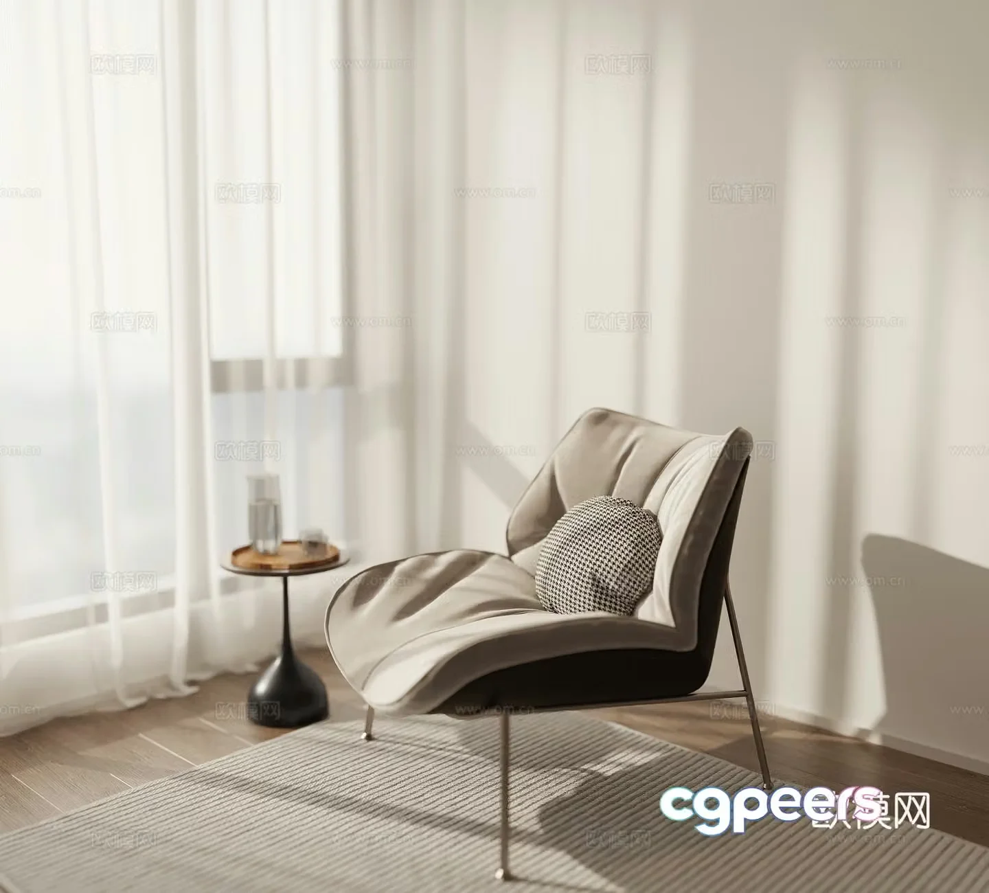 Modern leisure chair side 3d model