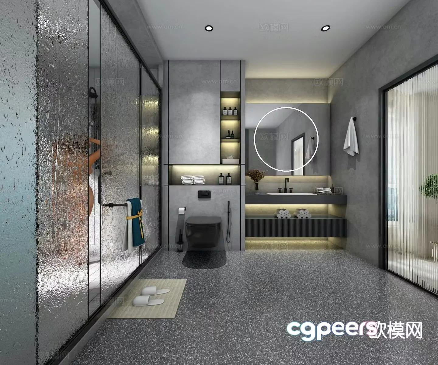 Premium gray bathroom bathroom 3d model