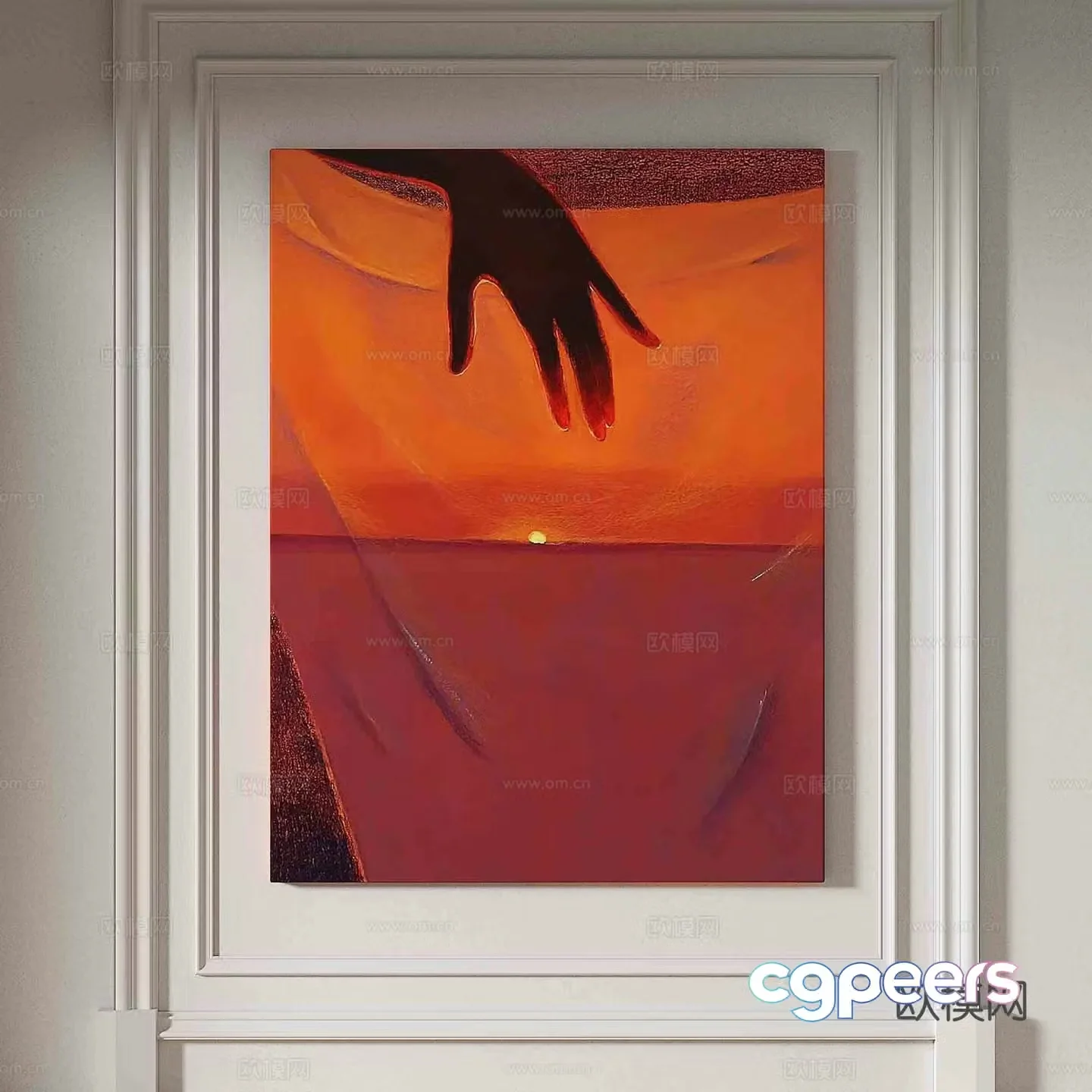 Modern minimalist painting Sunset oil painting 3d model