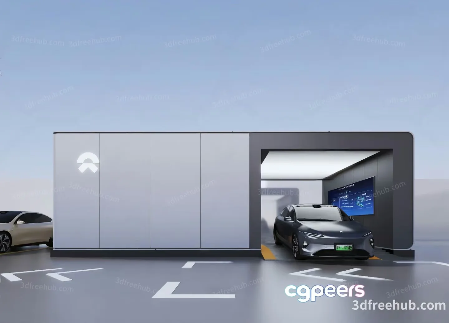 A Car In A Garage 3D Model – 22896 – VRAY Render