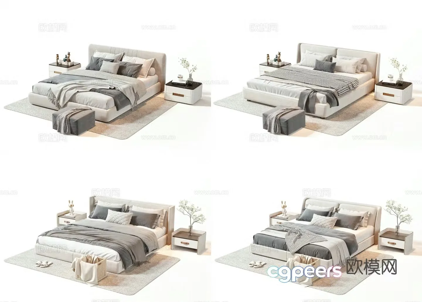 Modern double bed 3d model