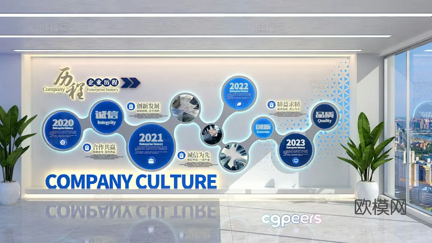 Modern corporate culture image wall 3d model