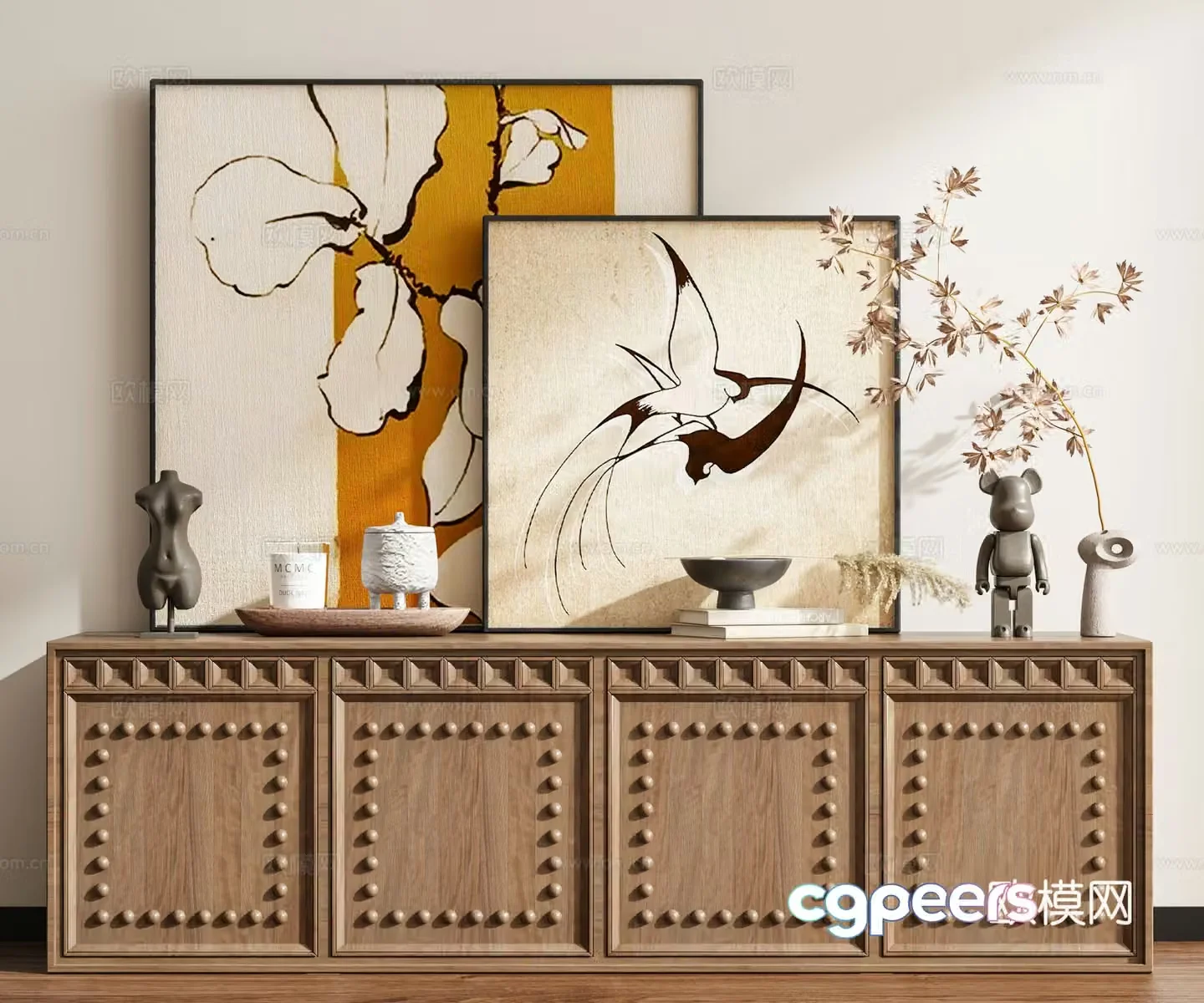 Middle-aged style hanging paintings decorative paintings 3D model
