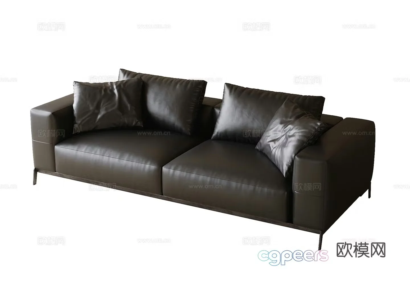 Modern leather double sofa 3d model