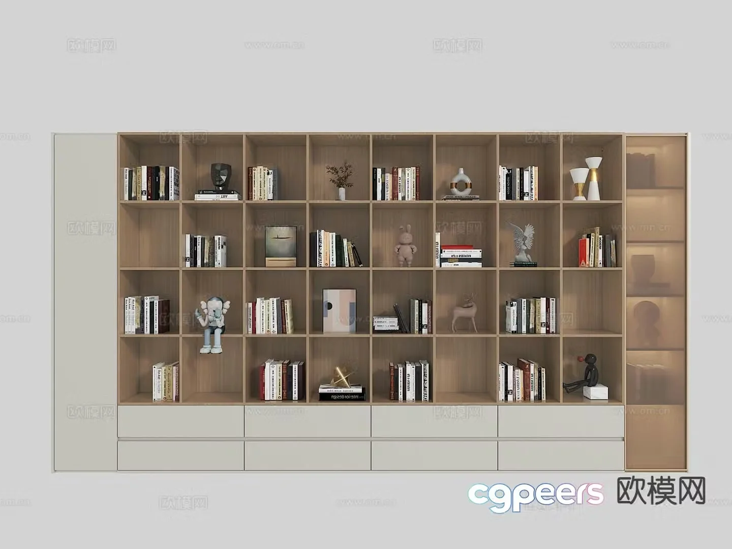 Modern bookcase bookshelf 3d model