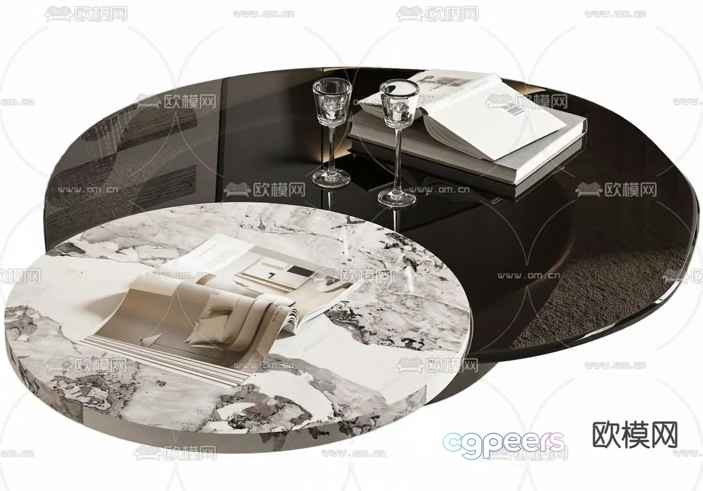 Pertica modern round coffee table 3d model