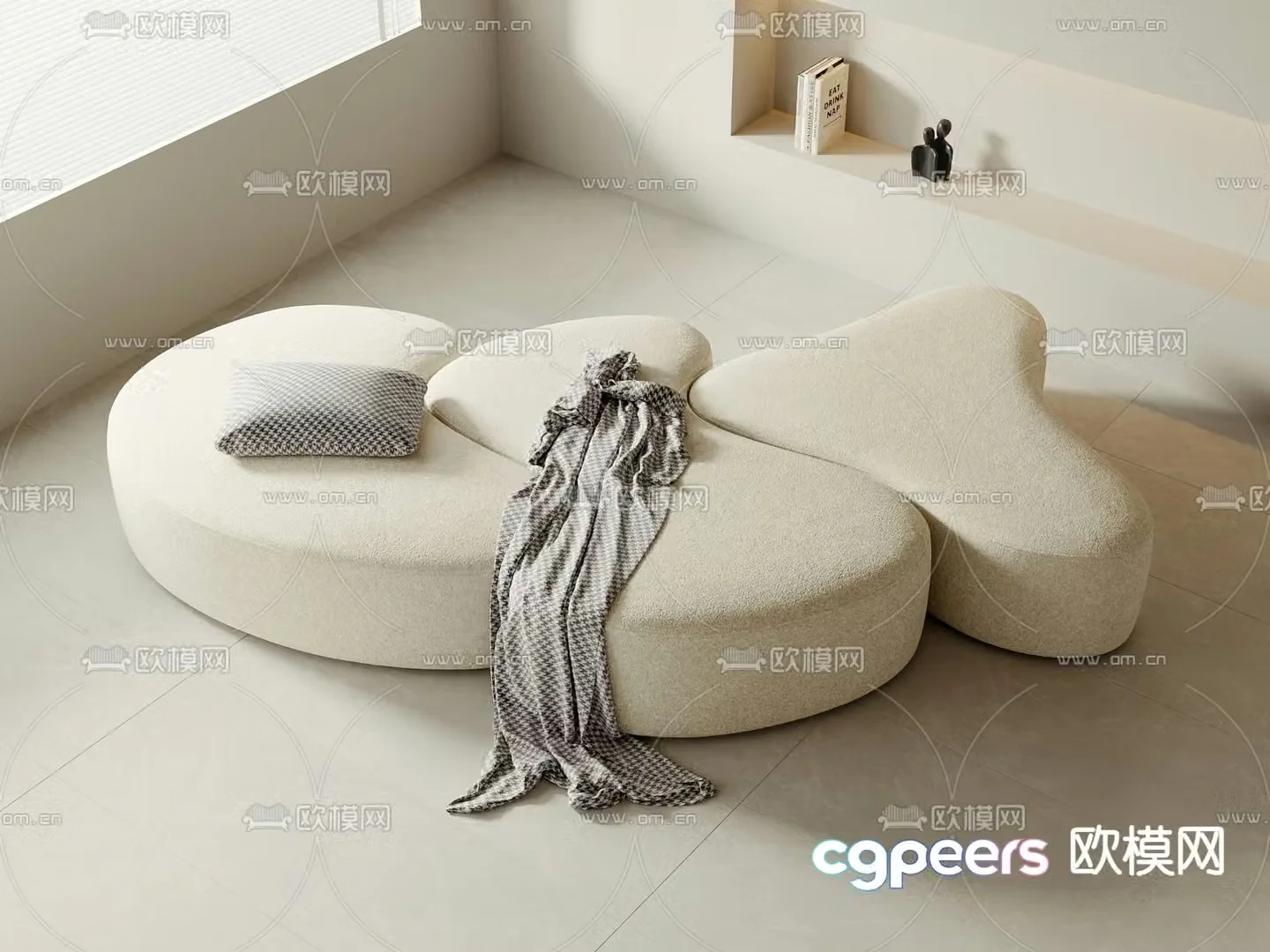 Fish bone sofa leisure sofa 3d model