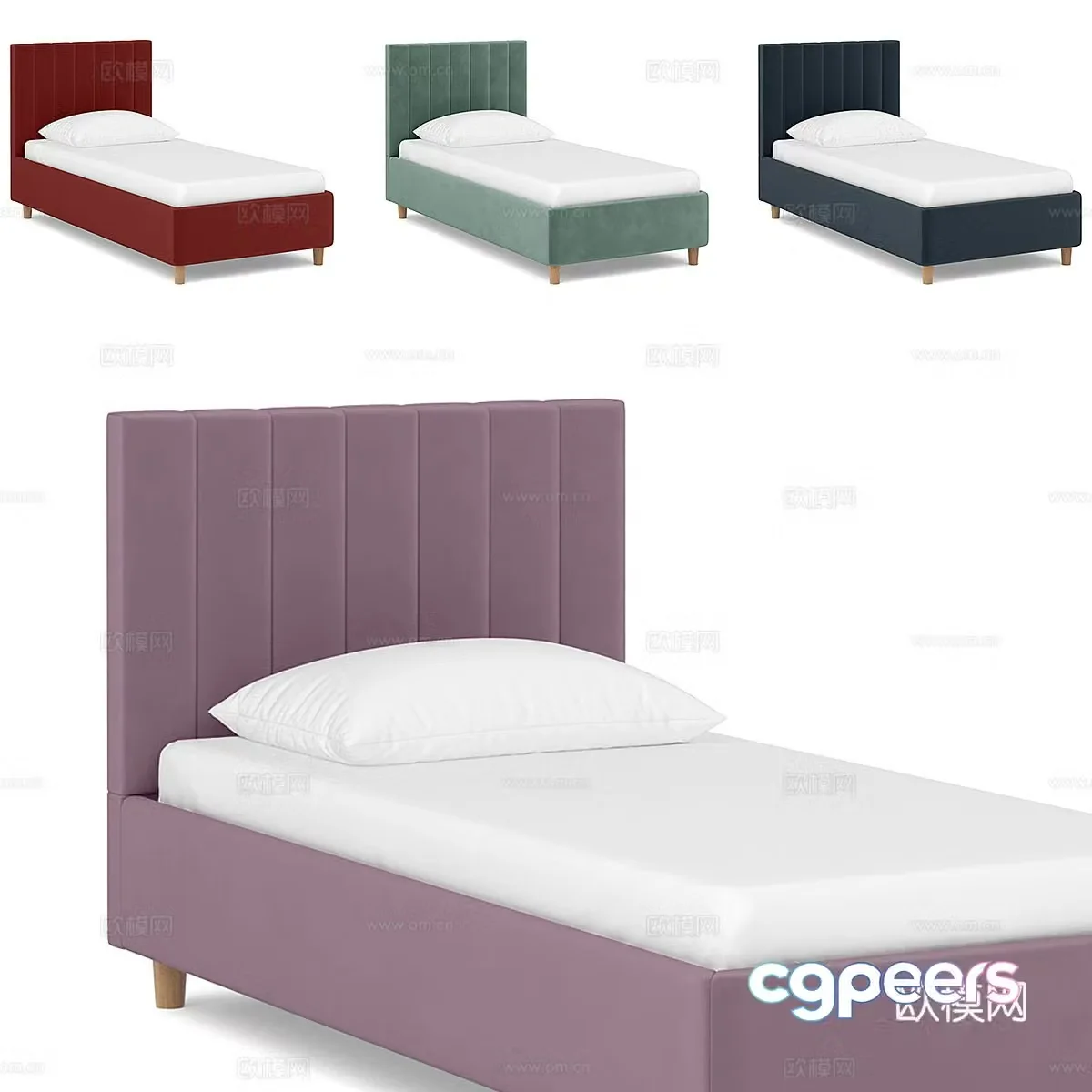 Modern simple single bed Single bed Simple bed Bedroom bed Pillow 3D model
