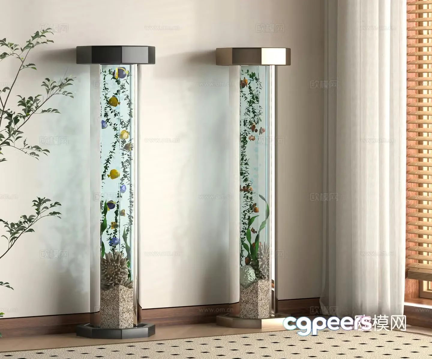 Modern fish tank 3d model