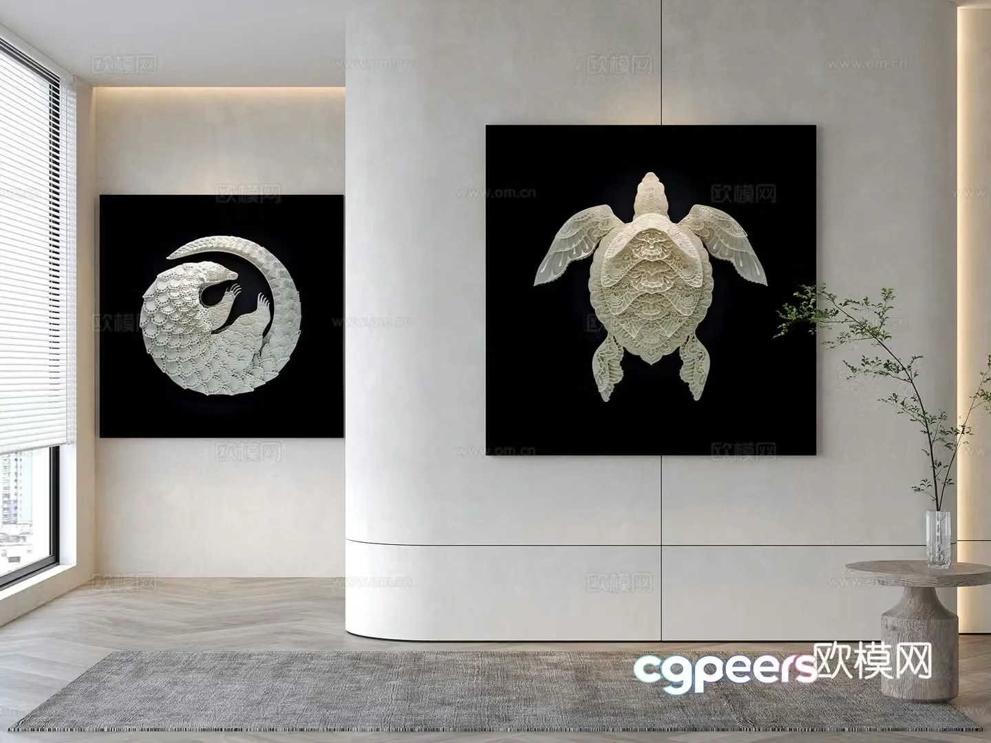 Modern decorative painting Animal hanging painting 3d model