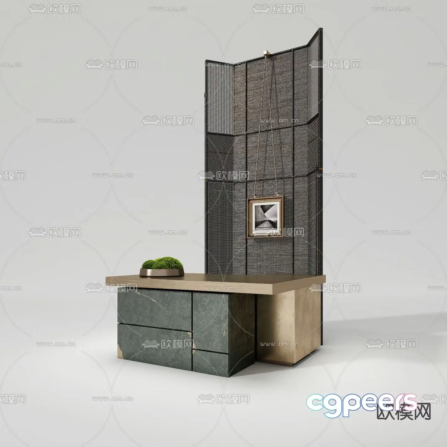 Front desk reception desk service desk 3d model
