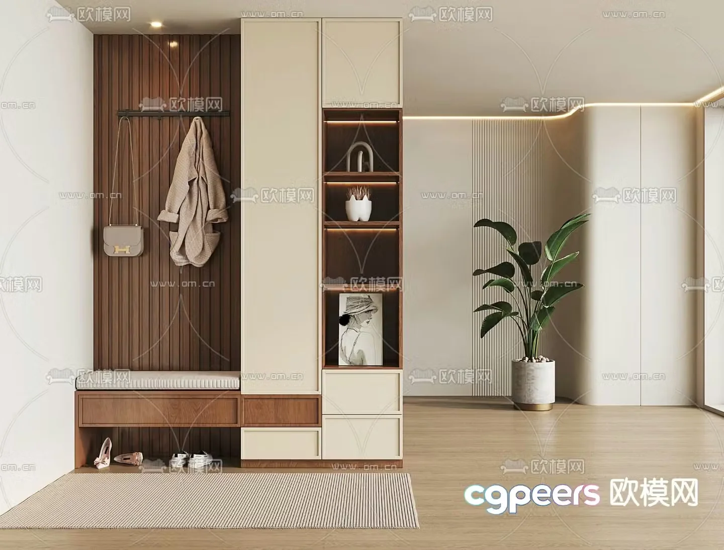 Wasabi Entrance Shoe Cabinet 3D Model