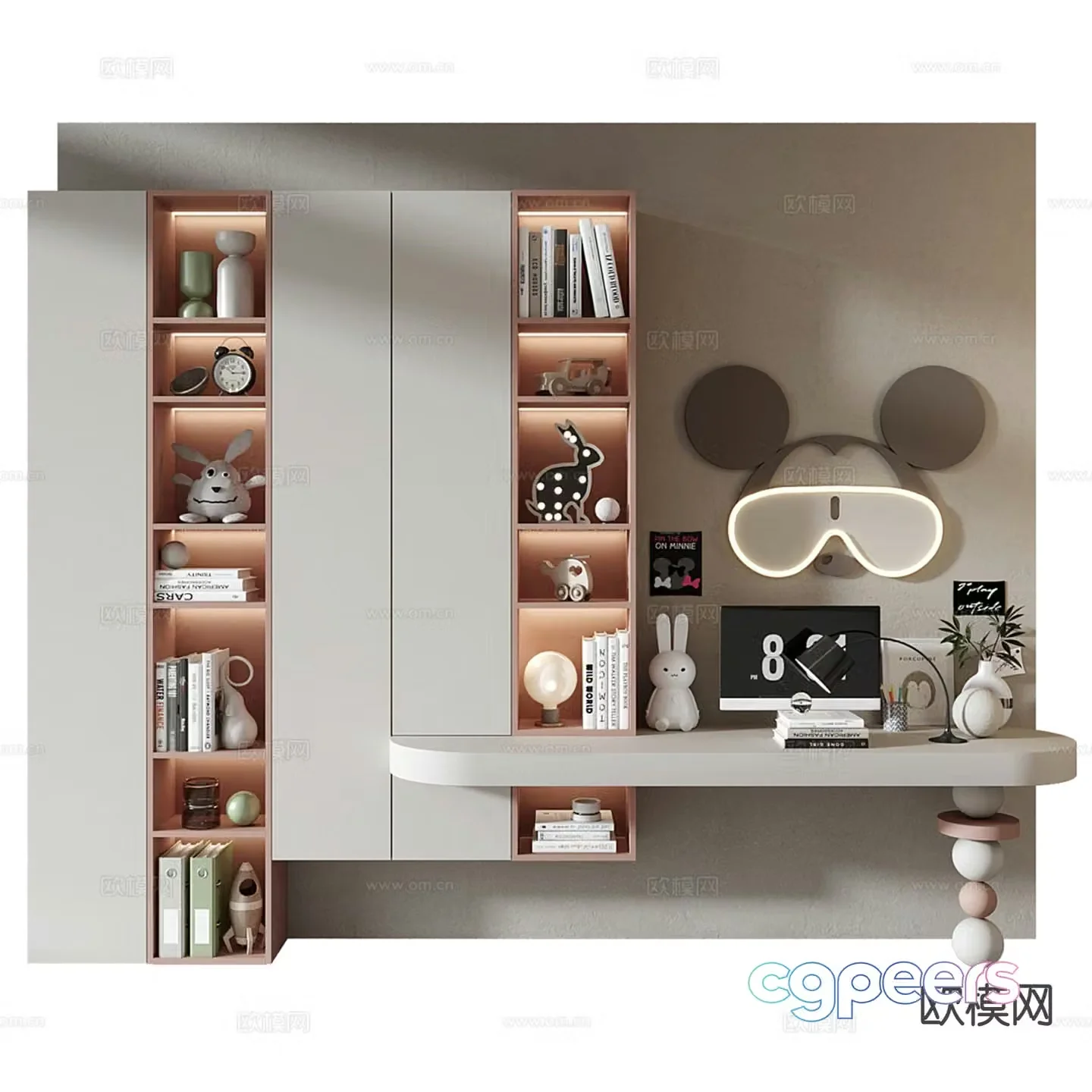Children’s desk integrated desk 3d model