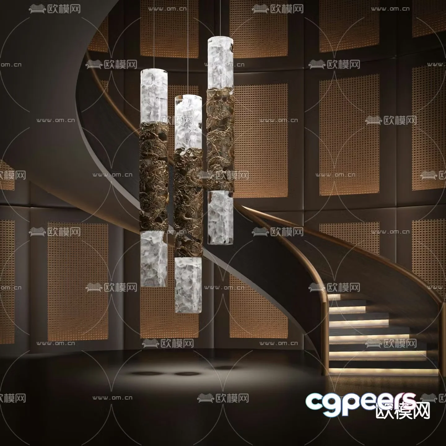 spiral staircase handrail staircase 3d model