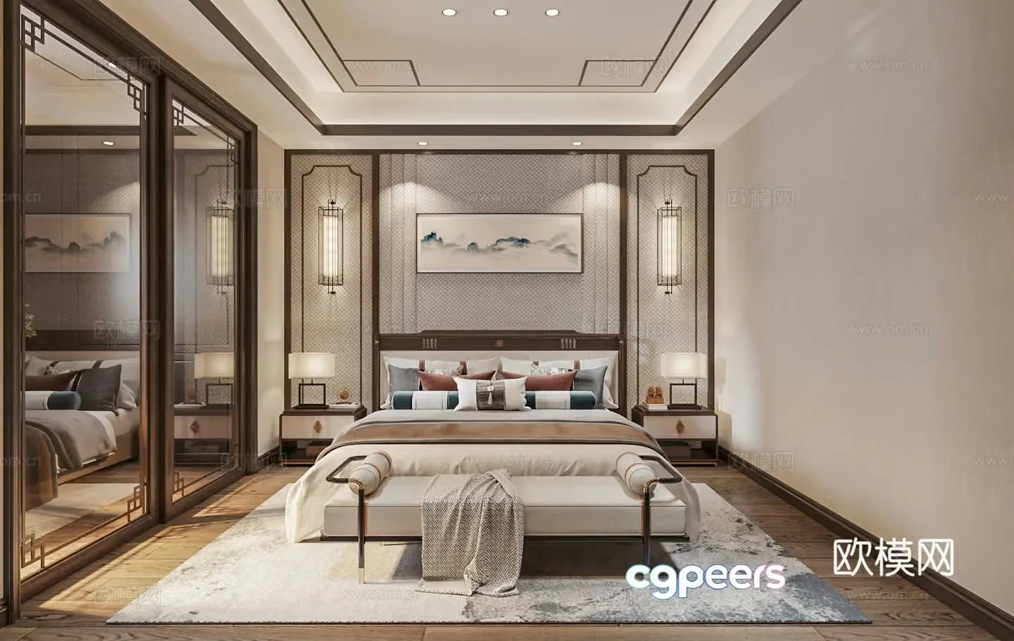 New Chinese style bedroom master bedroom 3d model