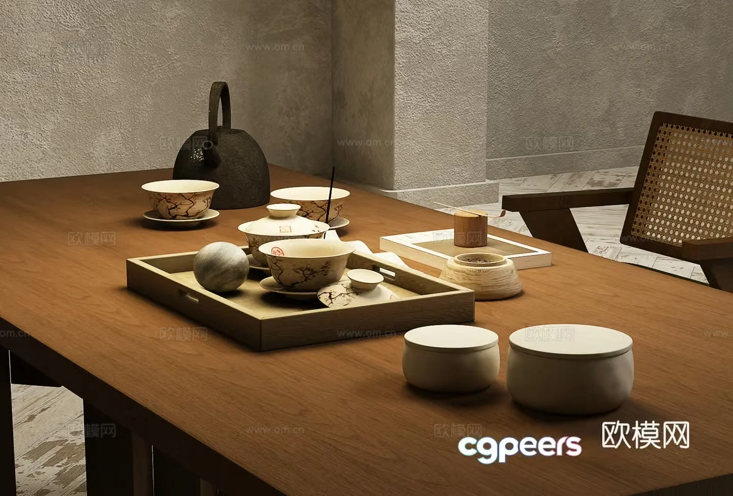 Tea set New Chinese style tea set New Chinese style Song aesthetic tea set 3D model