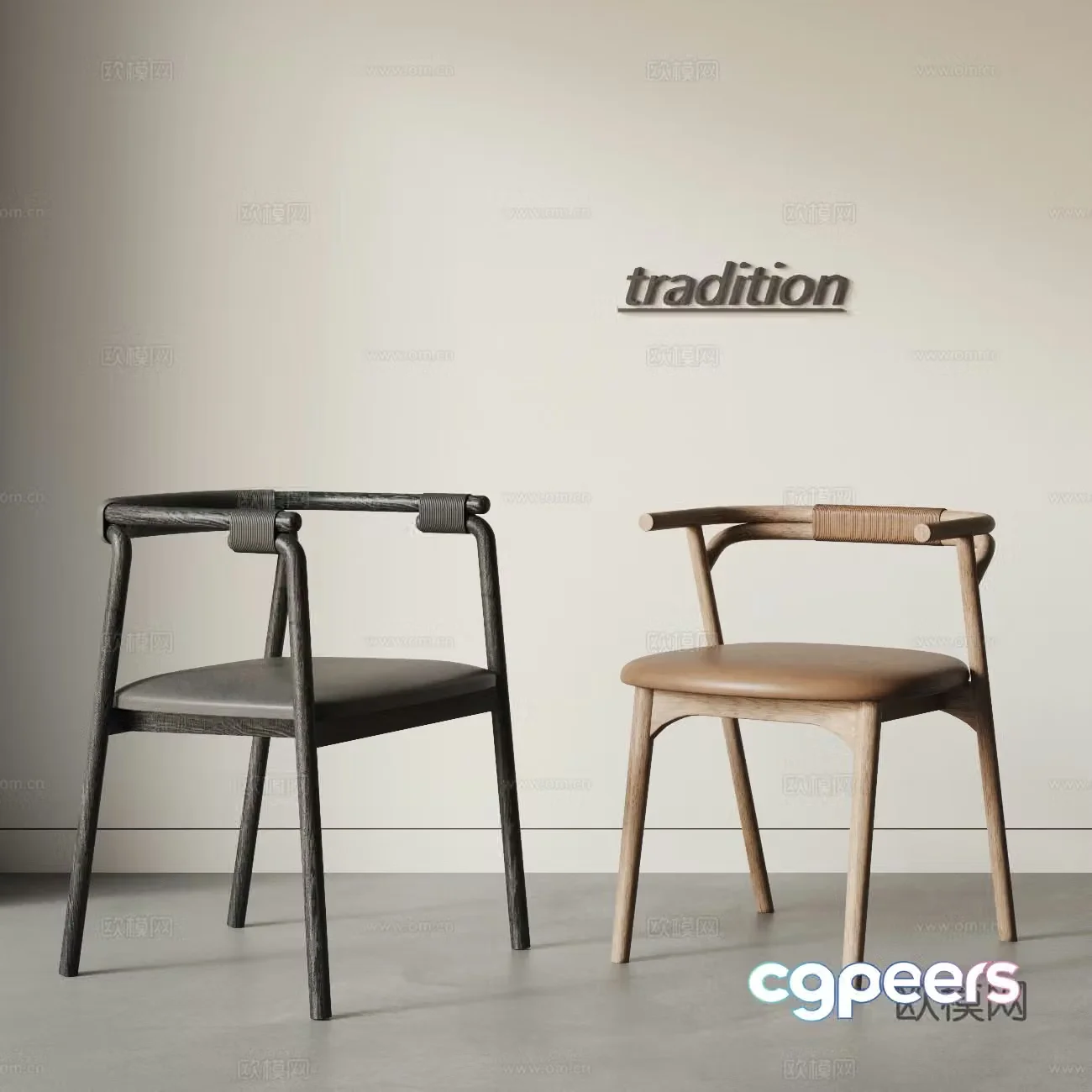 TRADITION new Chinese single chair combination 3D model