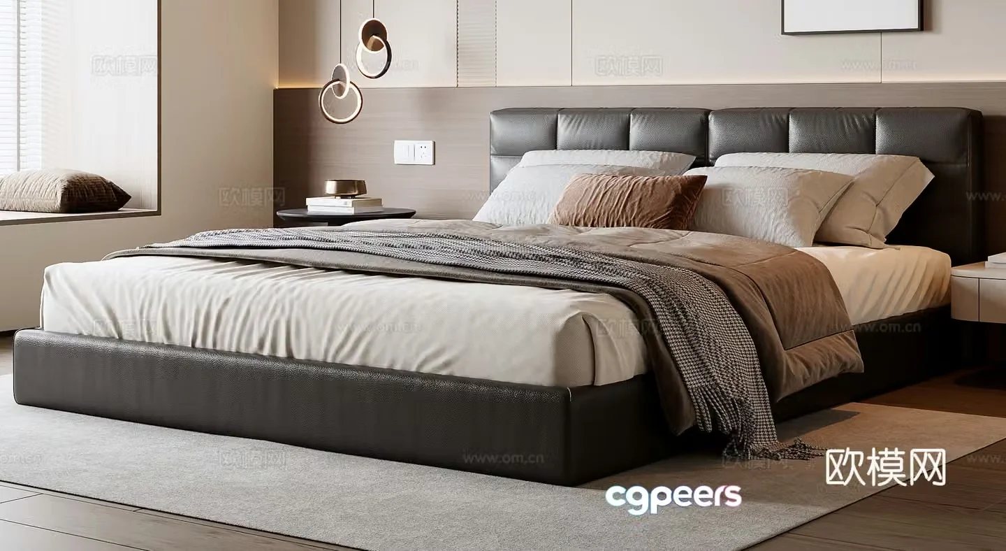 Italian double bed 3d model