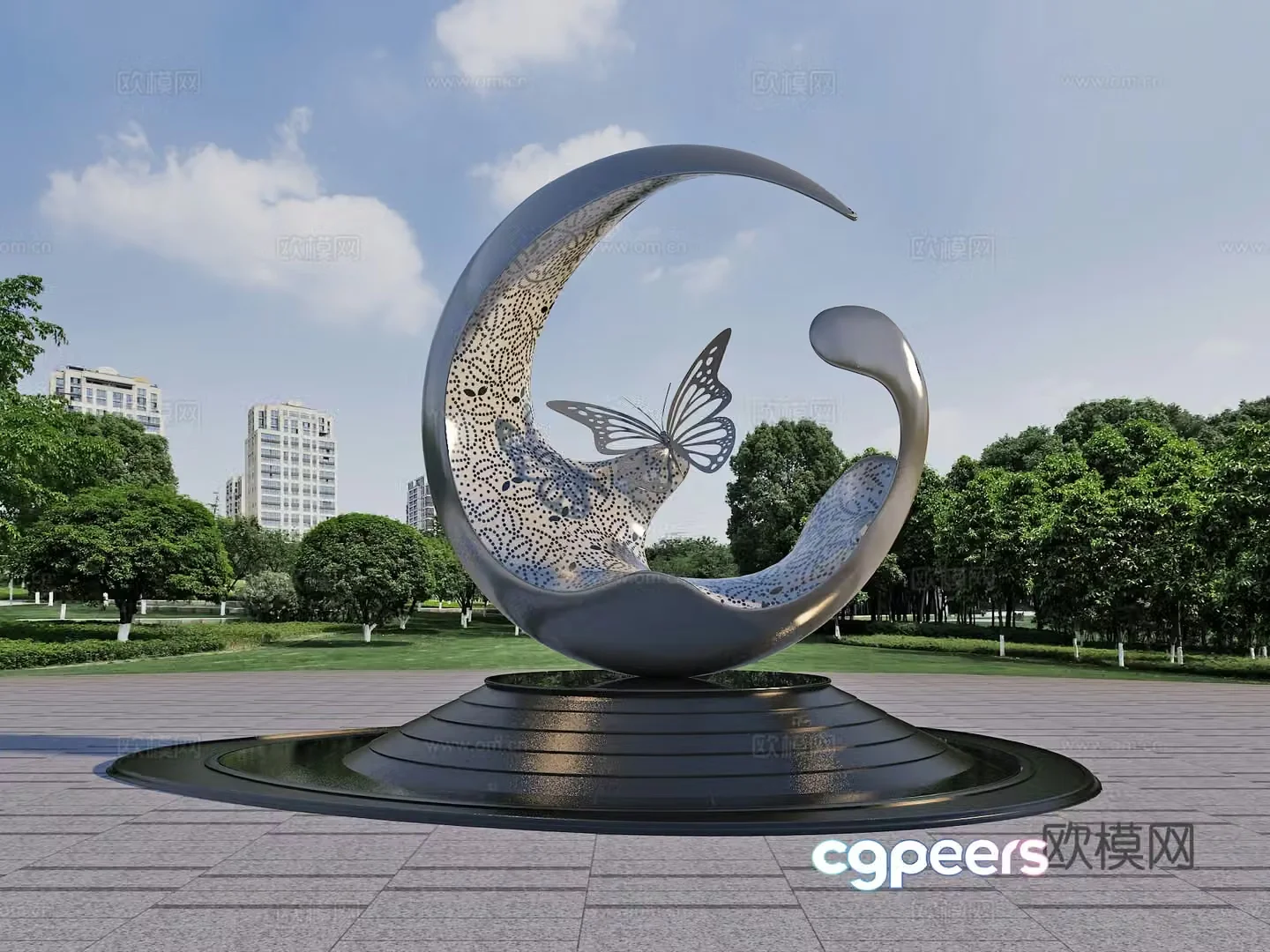 Square installation Sculpture Landscape Art sketch 3d model