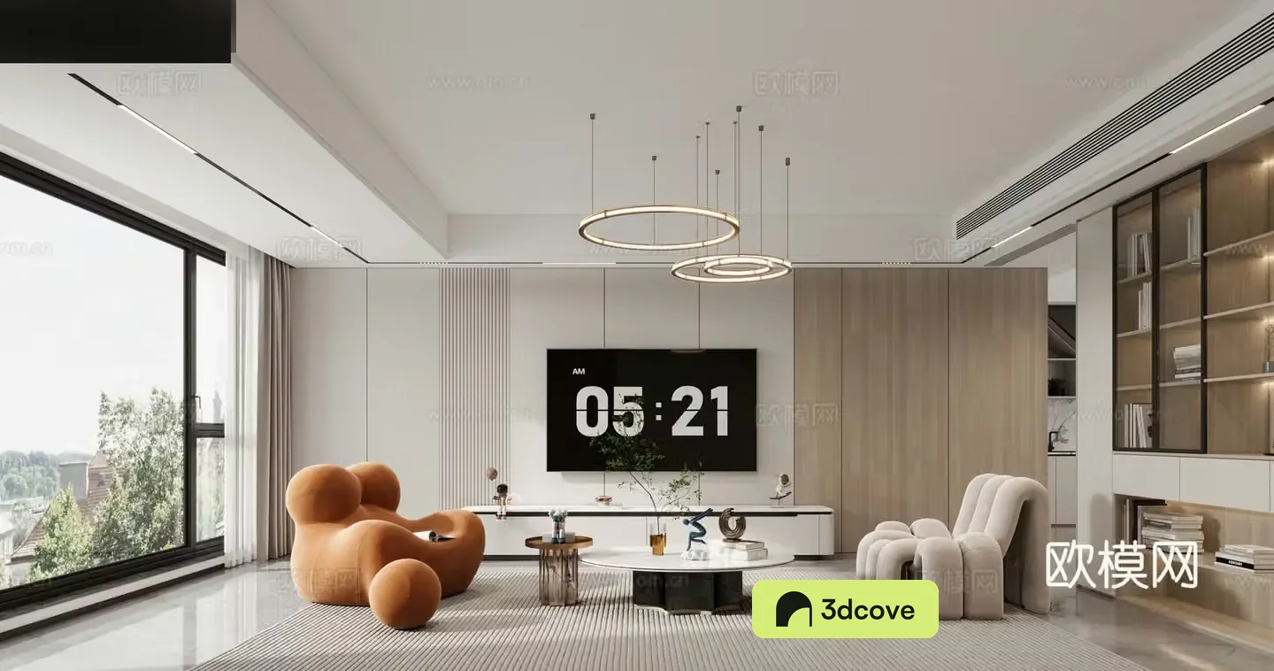 Modern living and dining room