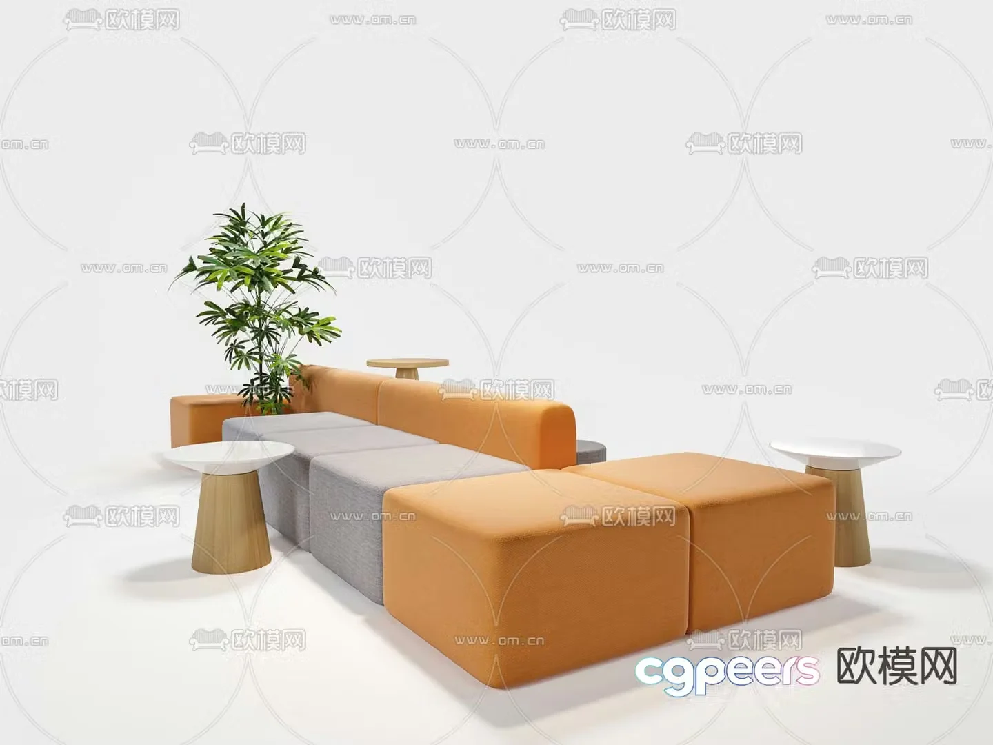 Modular Sofa Upholstered Sofa 3D Model