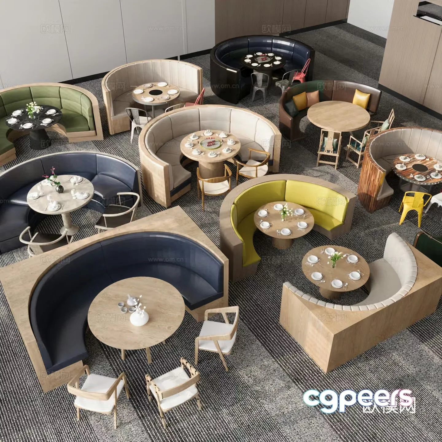 Modern card holder sofa catering card holder sofa arc round 3d model