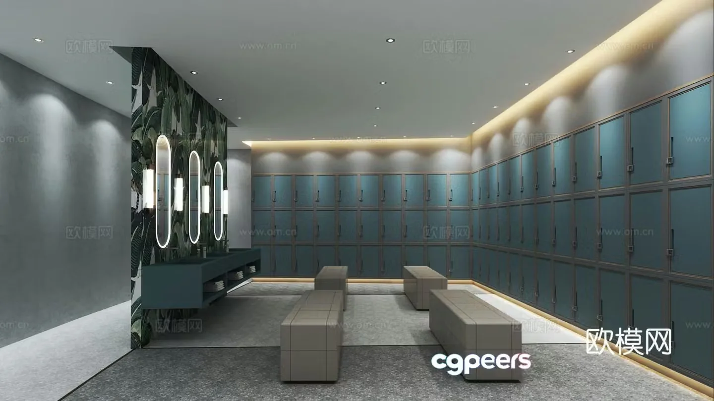Modern bathing shop changing room 3d model