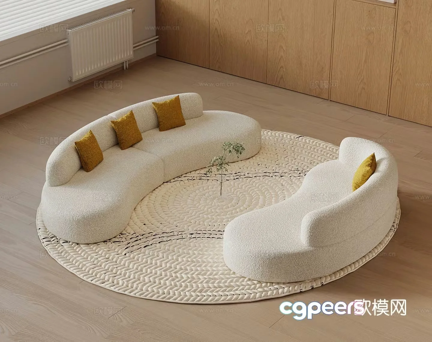 Cream style sofa curved sofa 3d model