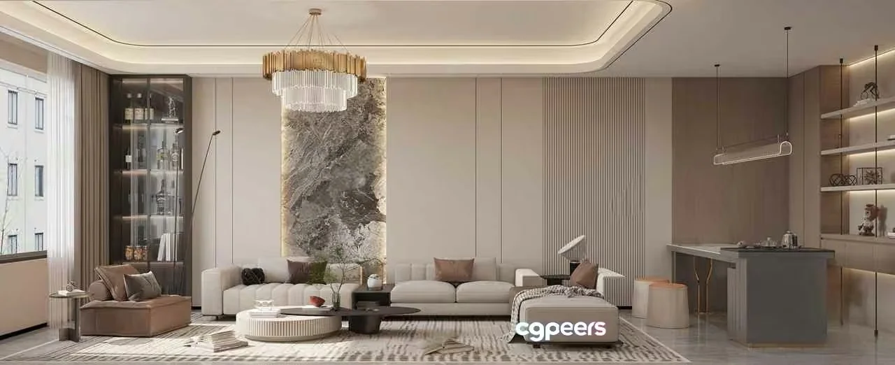 Modern Living Room 3D Model – 14065 – VRAY Render