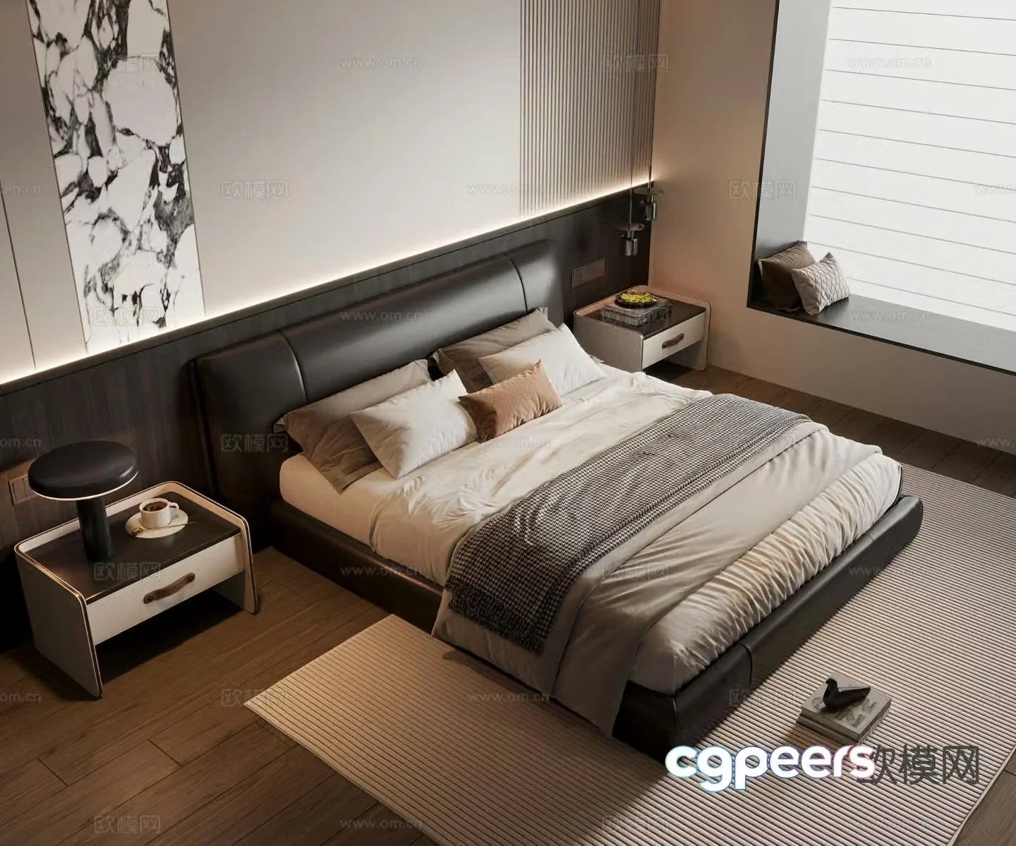 Modern double bed 3d model