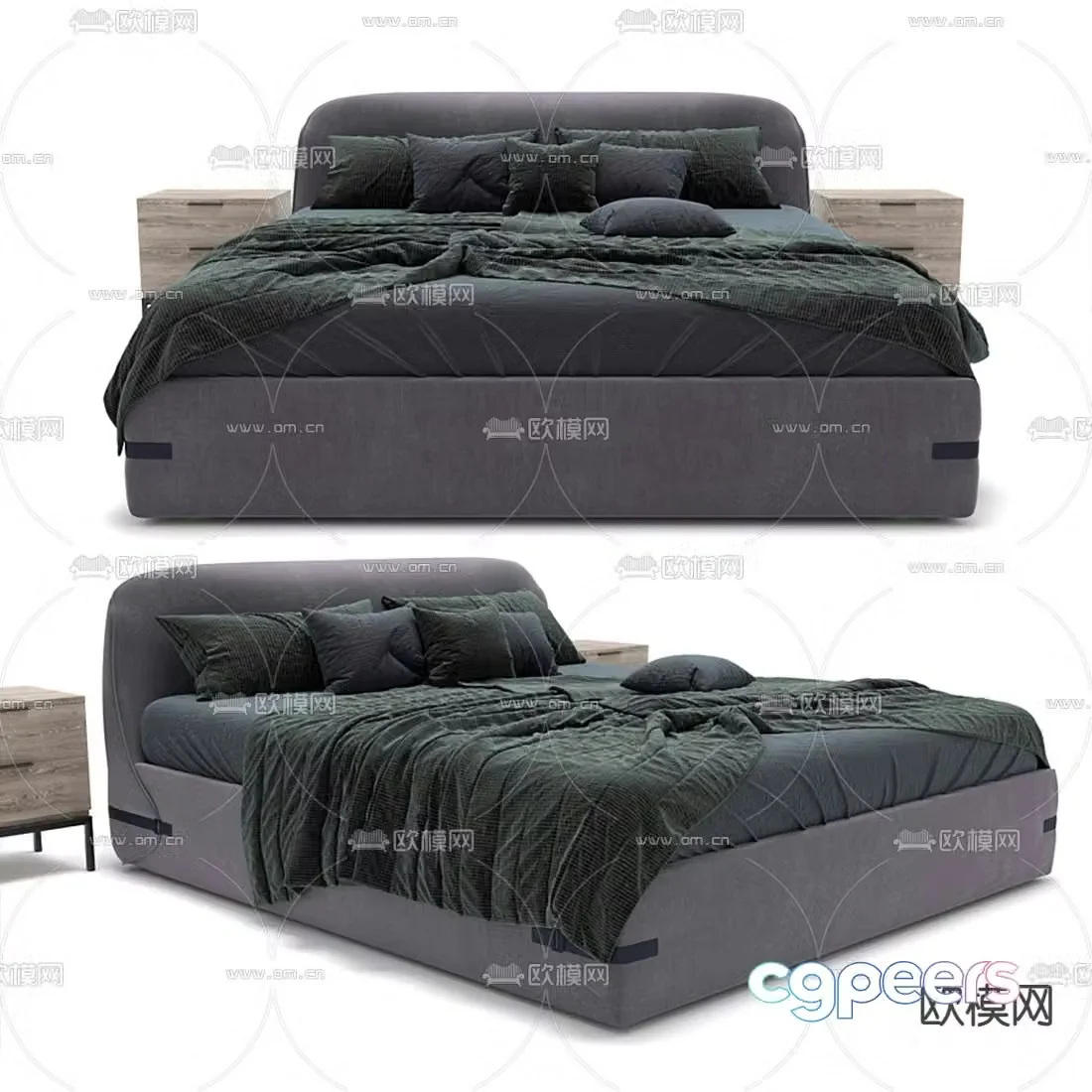 Fabric bed double bed 3d model