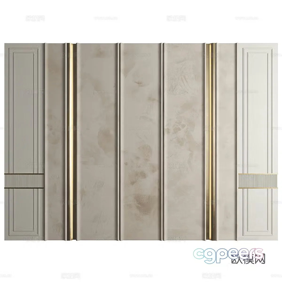 New Chinese style light luxury bedside background wall 3D model