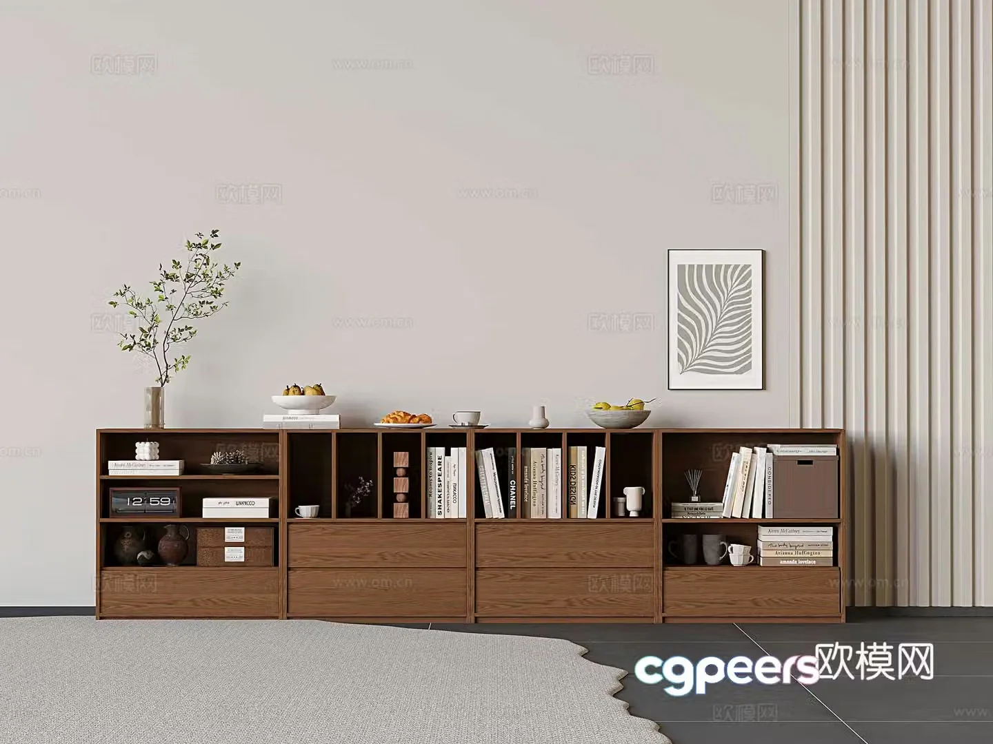 Medieval style short bookcase floor bookcase 3d model