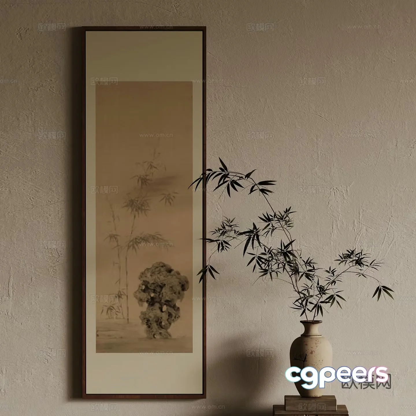 New Chinese style decorative painting vase 3d model