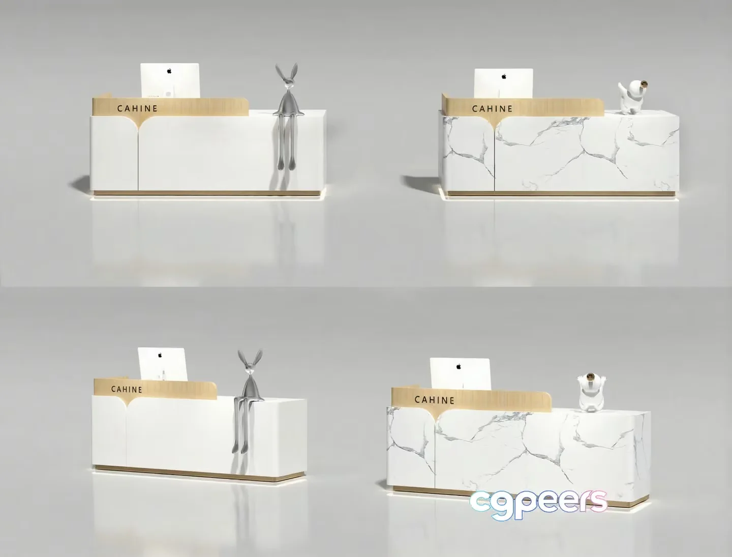 Modern White Reception Desk 3D Model – 12188 – VRAY Render