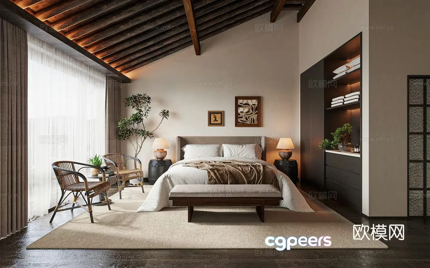 Medieval style B&B bedroom guest room 3D model