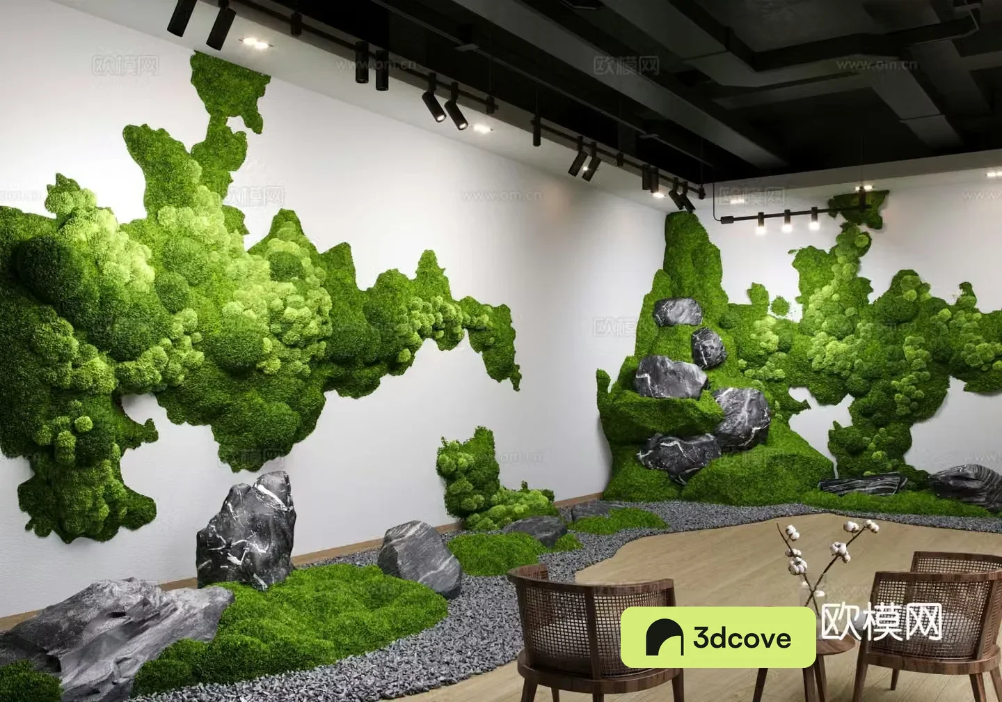 Modern indoor moss wall landscaping