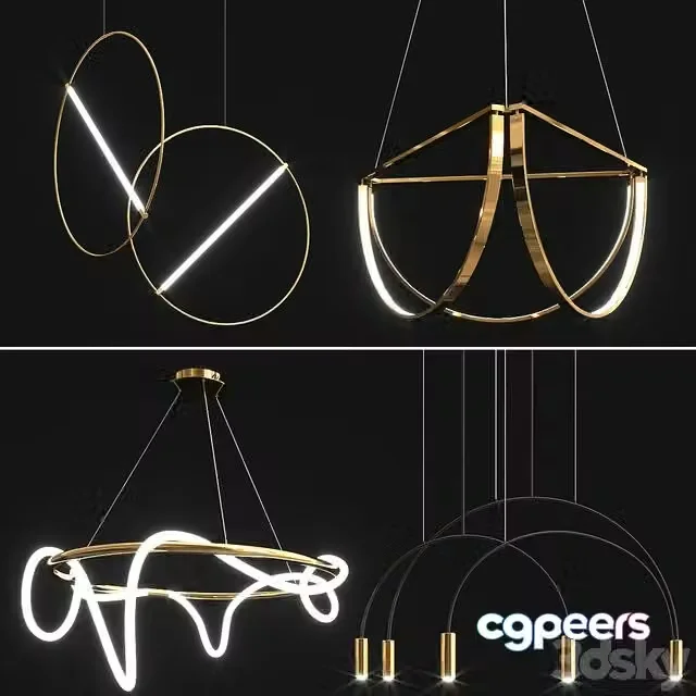3ds Max Free – Collection of new minimalist chandelier_6