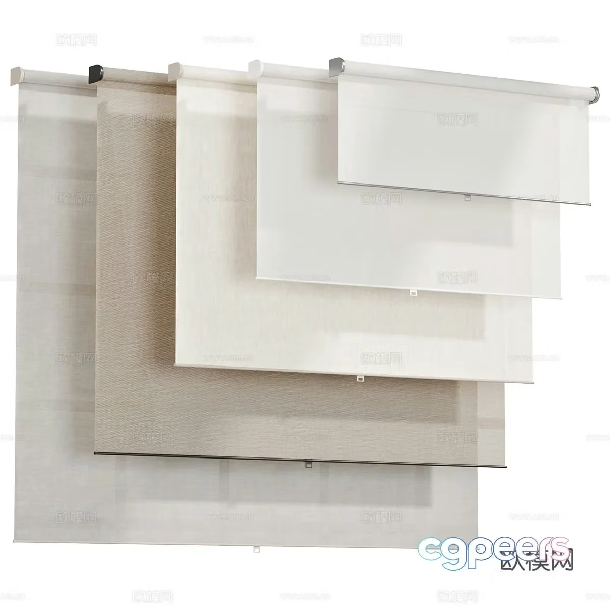 Modern minimalist fabric roller blind 3D model